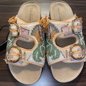 House of Harlow 1960 Women’s Size 8 Embellished Beaded Sequin Multicolor Sandals